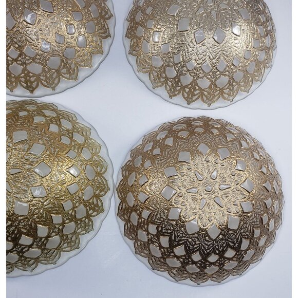 Artistic Accents Turkish Bowl Set Gold Lace Metallic Medallion - Picture 8 of 11